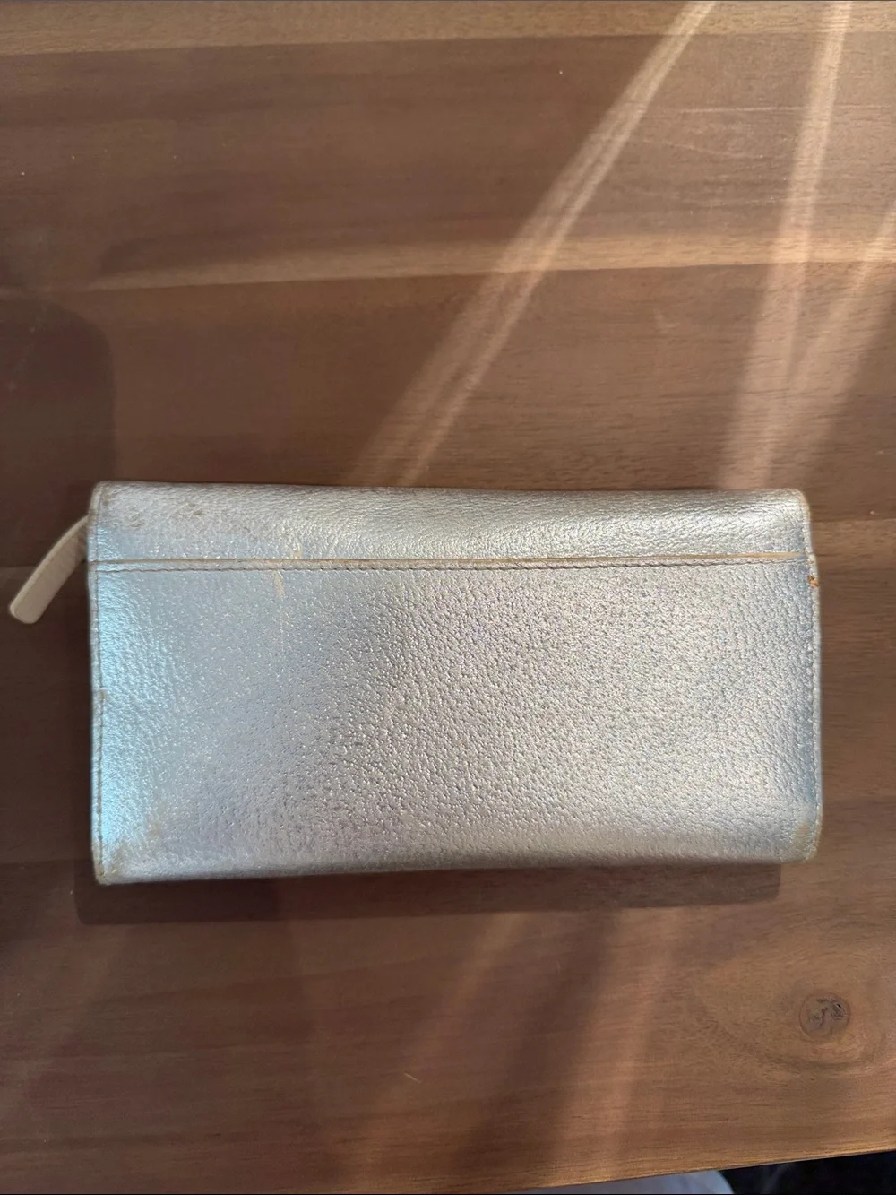 Kate Spade Metallic Silver Fold-Over Wallet Clutch